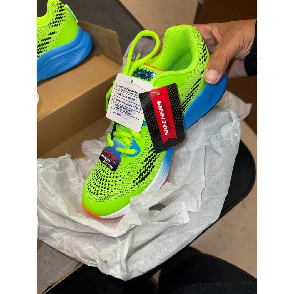 Skechers Kids Elite Sport Stride Lime Blue Sneakers 403953L LMBL Size 4 NEW